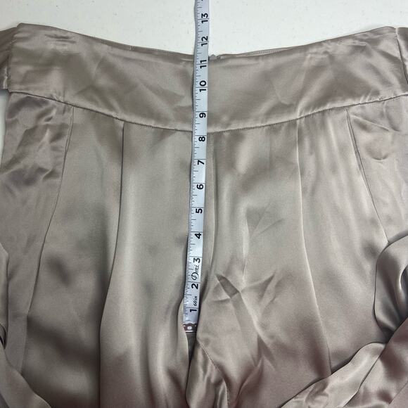 Michelle Mason‎ Women Size 6 Silk Charmeuse Belted Slim Pleated Pants Tie Belt - Picture 10 of 12